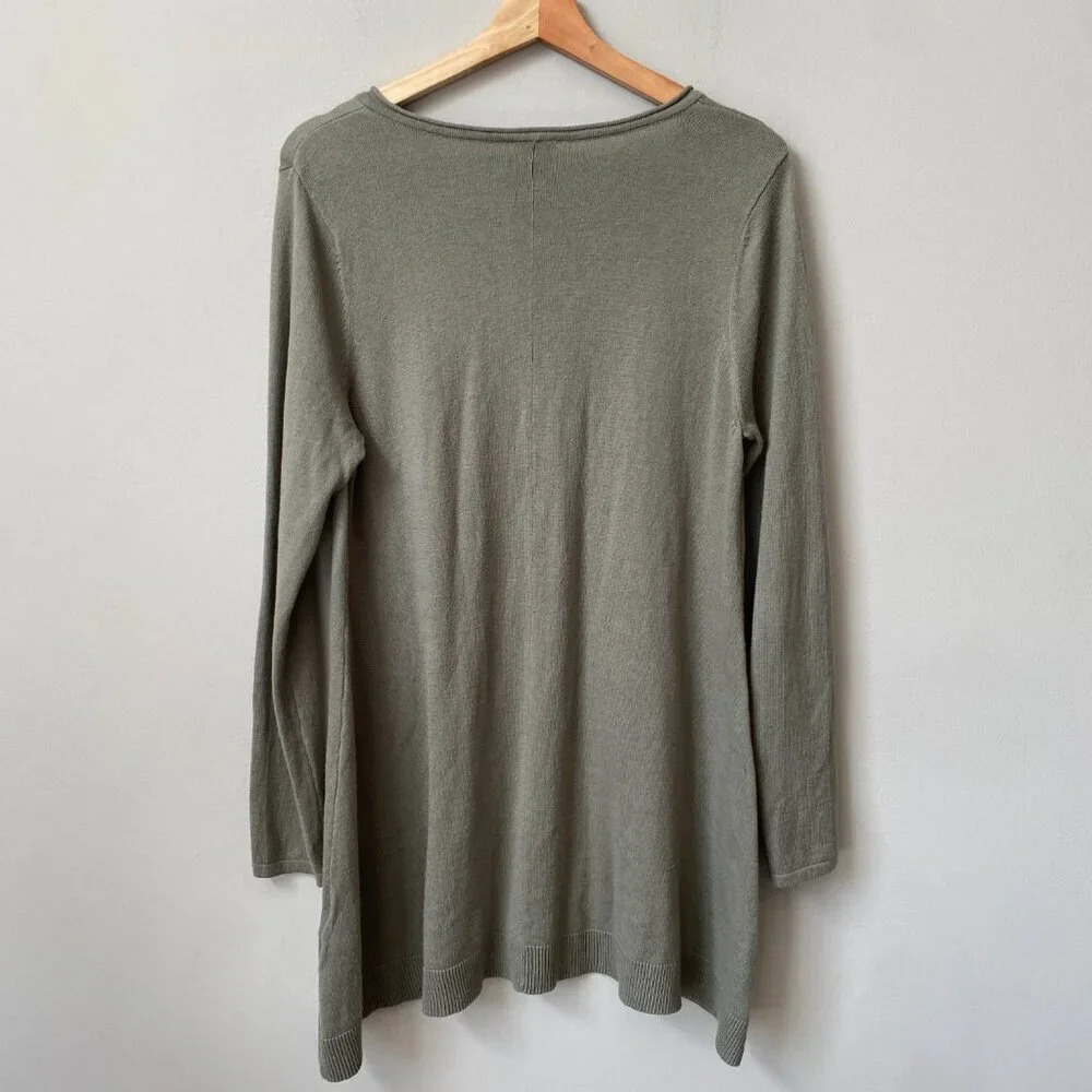 Chico's Womens Size 1 V-Neck Long Sleeve Silk Knit Pullover Casual Sweater Green - Picture 11 of 15